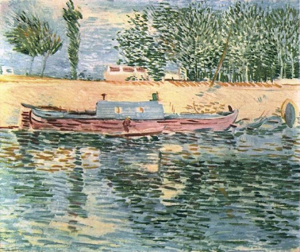Картина Ван Гога Берега Сены лодки 1887